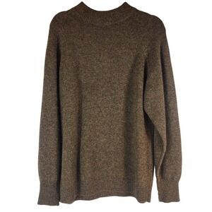 Le Chevron Wool Mock Neck Sweater Made in England Brown Mens Size Large